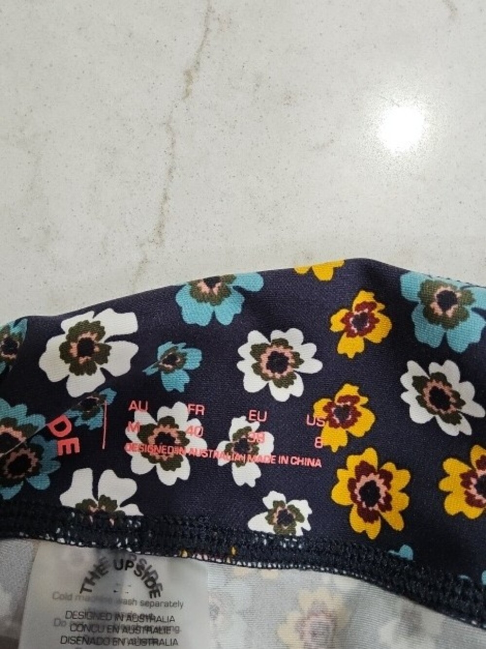 The Upside Navy Floral Leggings with Pink Side Stripes - Picture 4 of 4